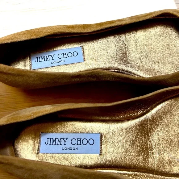 Jimmy Choo camel suede and glittery toe’s women’s size 37 to us 6 1/2 - Picture 2 of 6